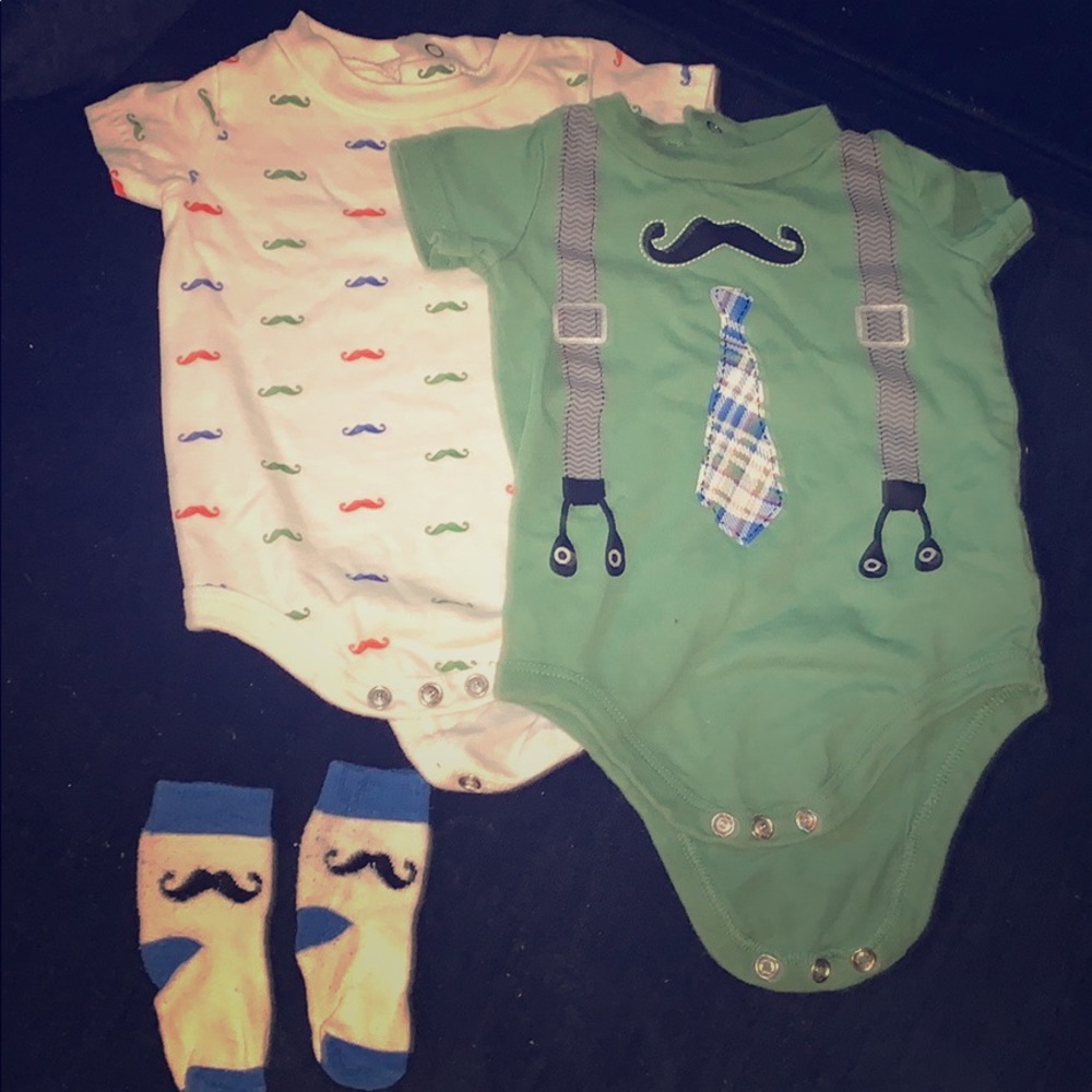 Baby Starter’s Mustache Lot 4 items Cute sz 3 mth